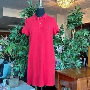 Ralph Lauren Red Preppy Polo Classic Tennis Shirt Dress Fits Size Small - Medium